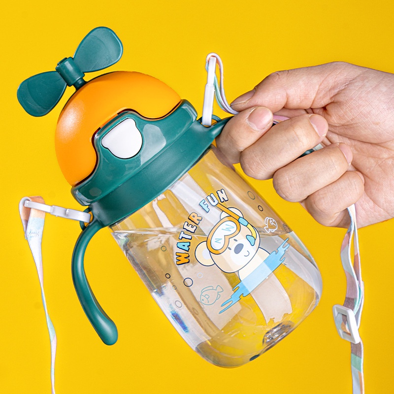 Bình uống nước có ống hút cho bé dung tích 350ml bình nước cho bé đi học siêu cute B16