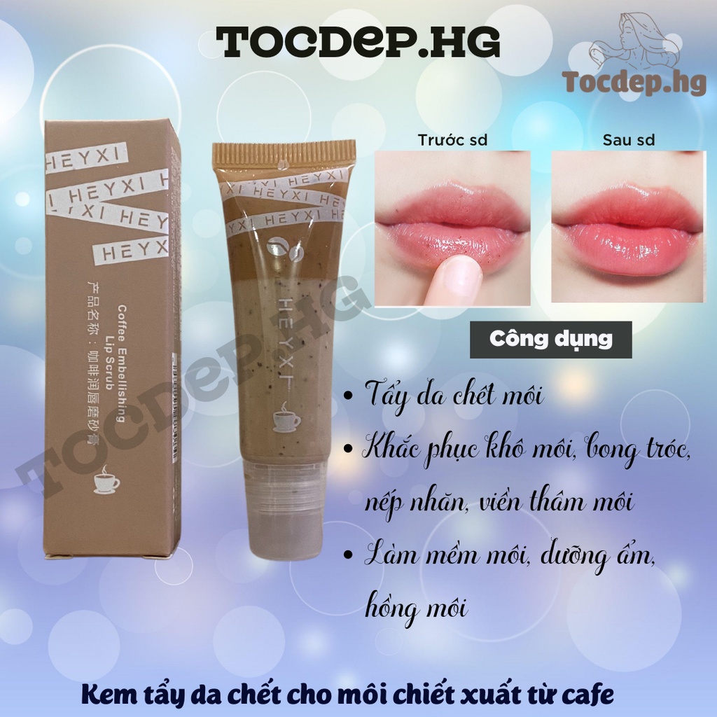 Tẩy tế bào chết môi HEYXI Coffee Lip Scrub 15g dưỡng ẩm, tẩy da chết môi cafe tocdep.hg