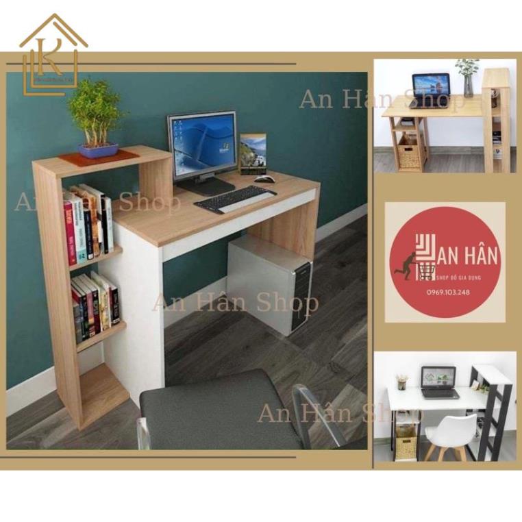 Bàn làm việc , bàn học dáng chữ L kèm giá để sách tiện lợi-6868