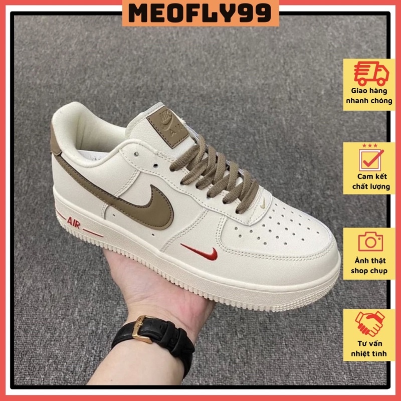 Giày thể thao AF1 Vệt nâu, Air force 1 Vệt Nâu, AF1 custom white brown cao cấp