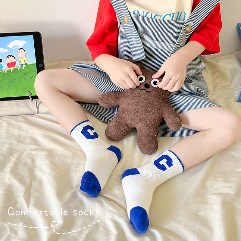 Cheerful Mario 4 cặp Bé trai bé gái Vớ bông Babyboy Babygirl Cartoon Kids Socks