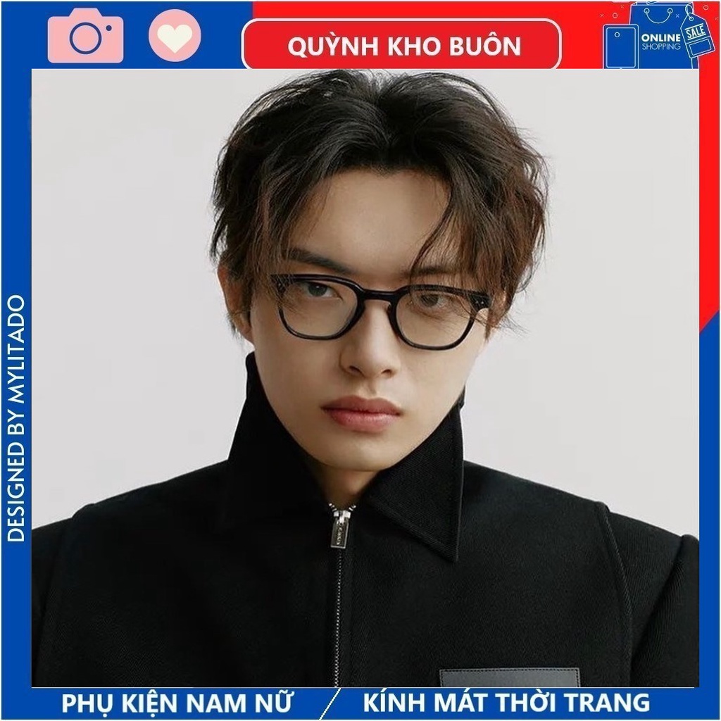 Gọng kính cận vuông Cao Cấp MẮT VIỆT , chất liệu chân cốt kim TITANIUM Bền - Đẹp thời trang LUTTO B- 749