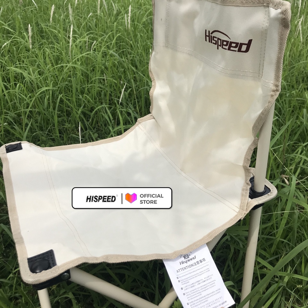 Ghế Dã ngoại Cắm trại gấp gọn Ghế xếp cao cấp trắng ngà bọc nhựa Hispeed, vải oxford 600D