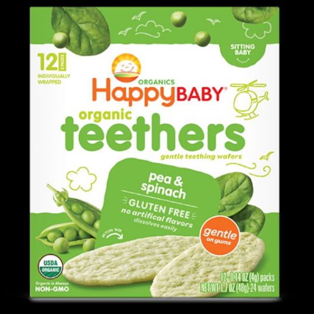 (5 vị) Bánh xốp ăn dặm organic Happy Baby Teethers
