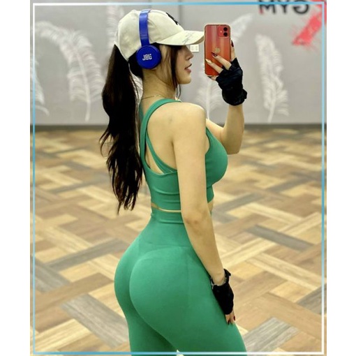 Set Tập Thể Thao Mitao Dài Cao Cấp – Thun Dệt Quảng Châu Xanh Lá - Quần Áo Thể Thao Nữ Mẫu Mới