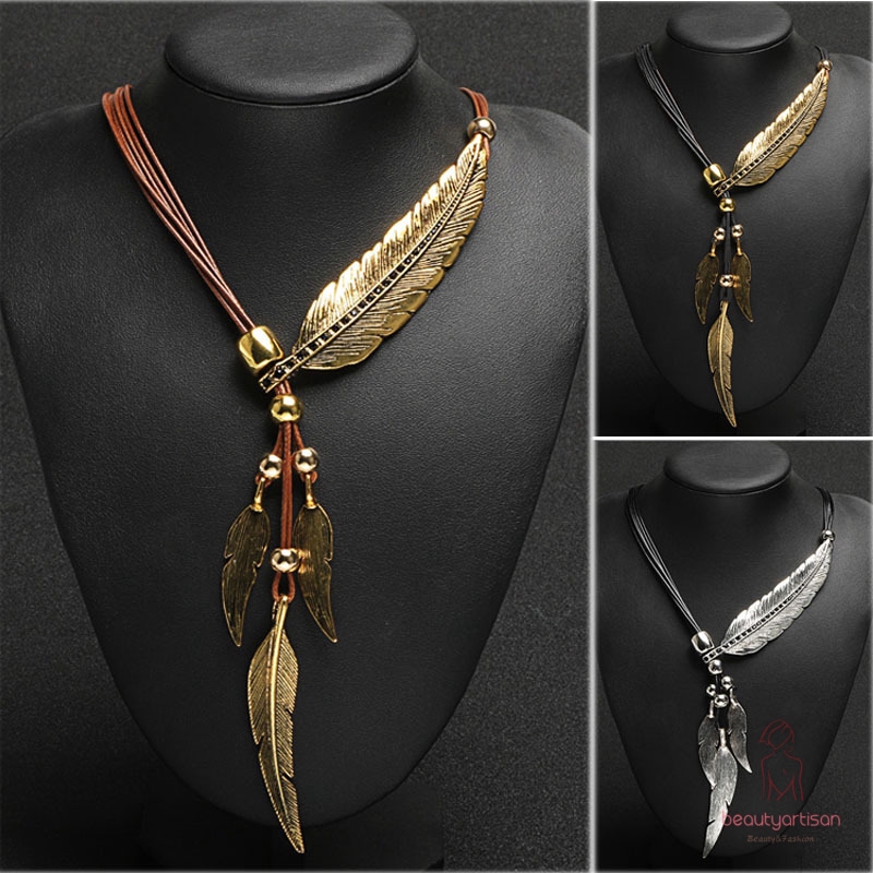 Vòng cổ mặt hình lá phong cách Bohemian sành điệu cá tính