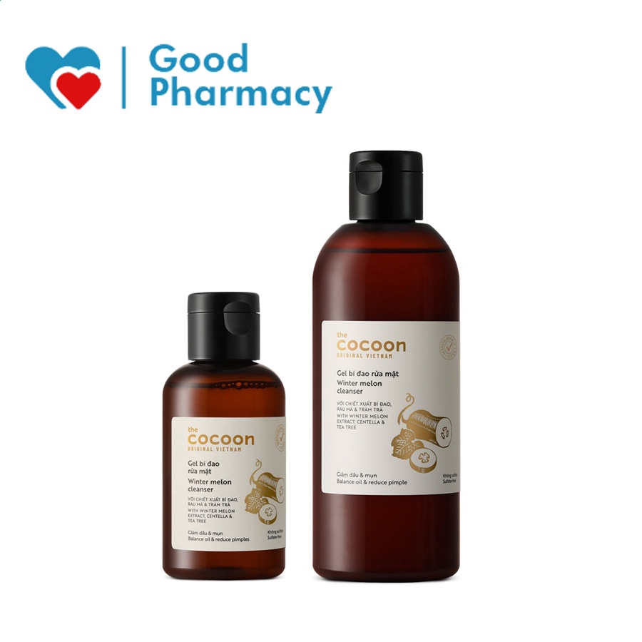 Gel rửa mặt bí đao Cocoon làm sạch bụi bẩn, giảm dầu, kiềm nhờn, mụn, giúp cấp ẩm, dưỡng da căng bóng, mịn màng