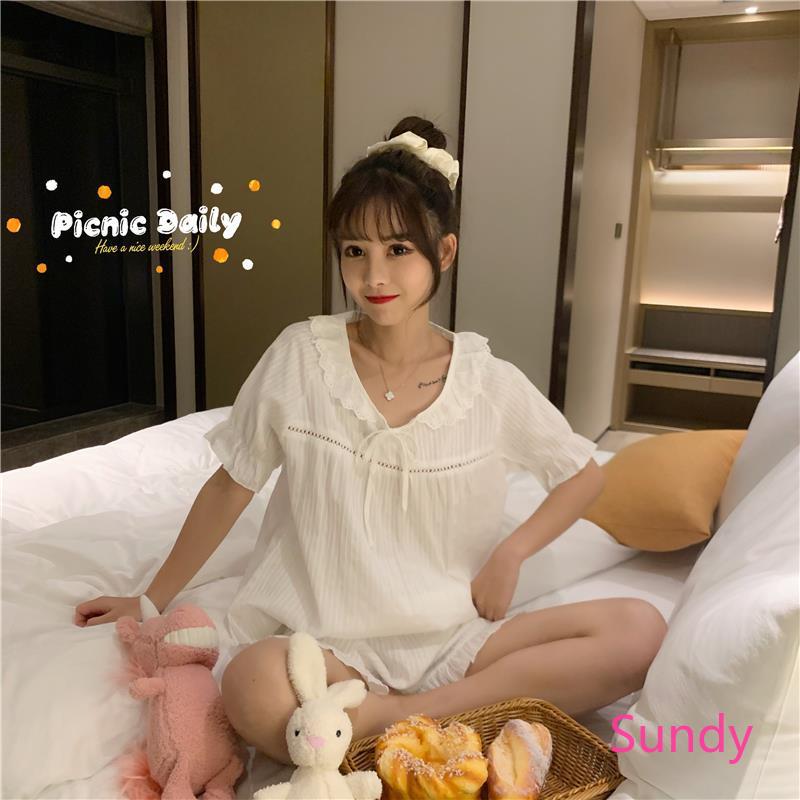 Bộ đồ ngủ dáng rộng tay ngắn thời trang Hàn Quốc cho nữ