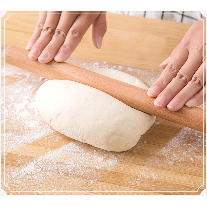 CÂY CÁN LĂN BỘT 28 CM LÀM BÁNH BẰNG GỖ TRƠN TIỆN DỤNG, DỤNG CỤ LÀM BÁNH PVN1284