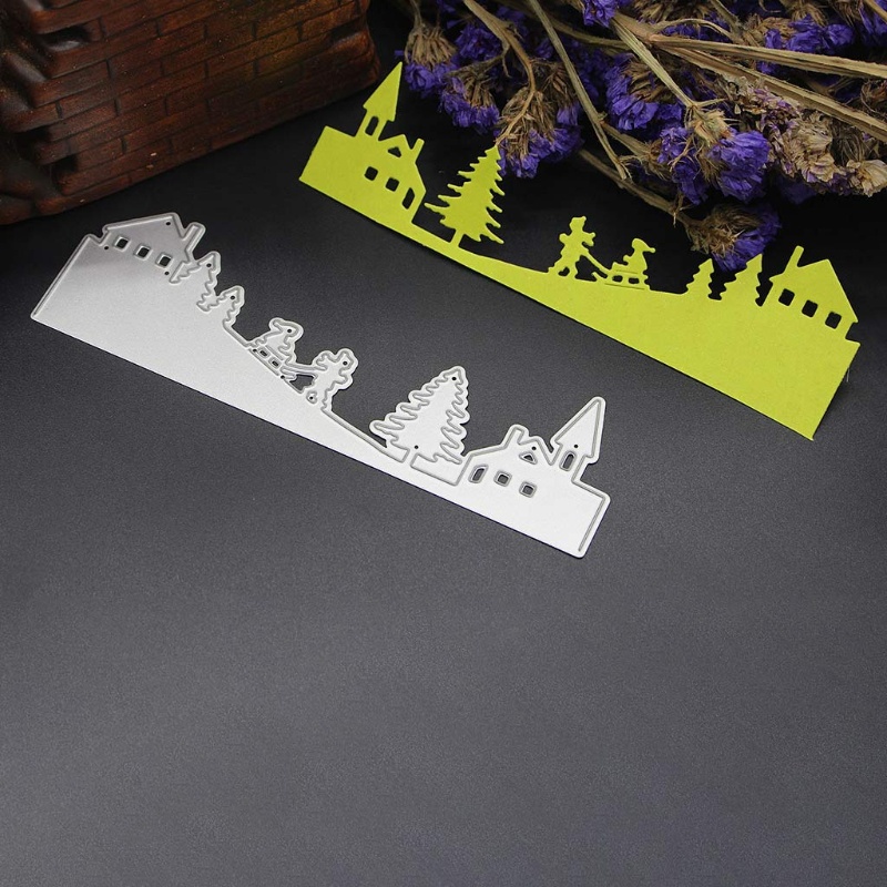 Khuôn Cắt Giấy Thép Carbon Hình Khung Cảnh Tuyết Trang Trí Thẻ Scrapbook