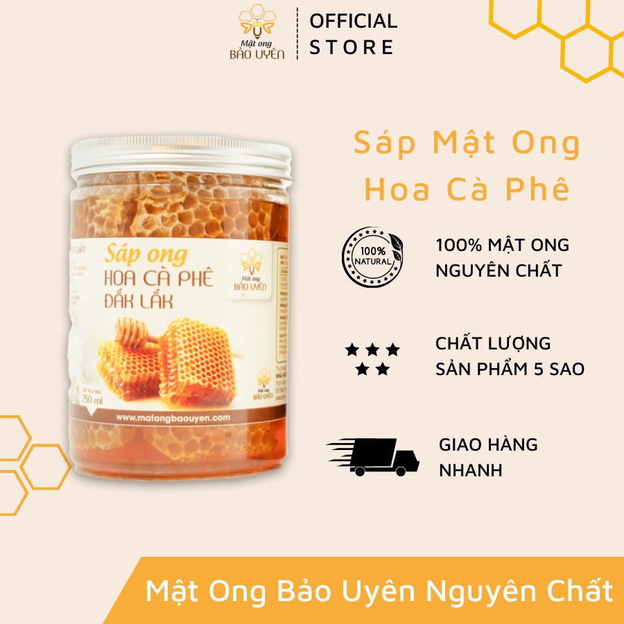 Sáp Mật Ong Hoa Cà Phê Nguyên Chất Bảo Uyên Độ Ngọt Thanh Dịu Tăng Cường Đề Kháng Cho Cơ Thể Dung Tích 750ml