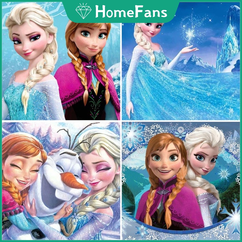 Bộ tranh đính đá 5D họa tiết công chúa hoạt hình độc đáo kích thước 30x40