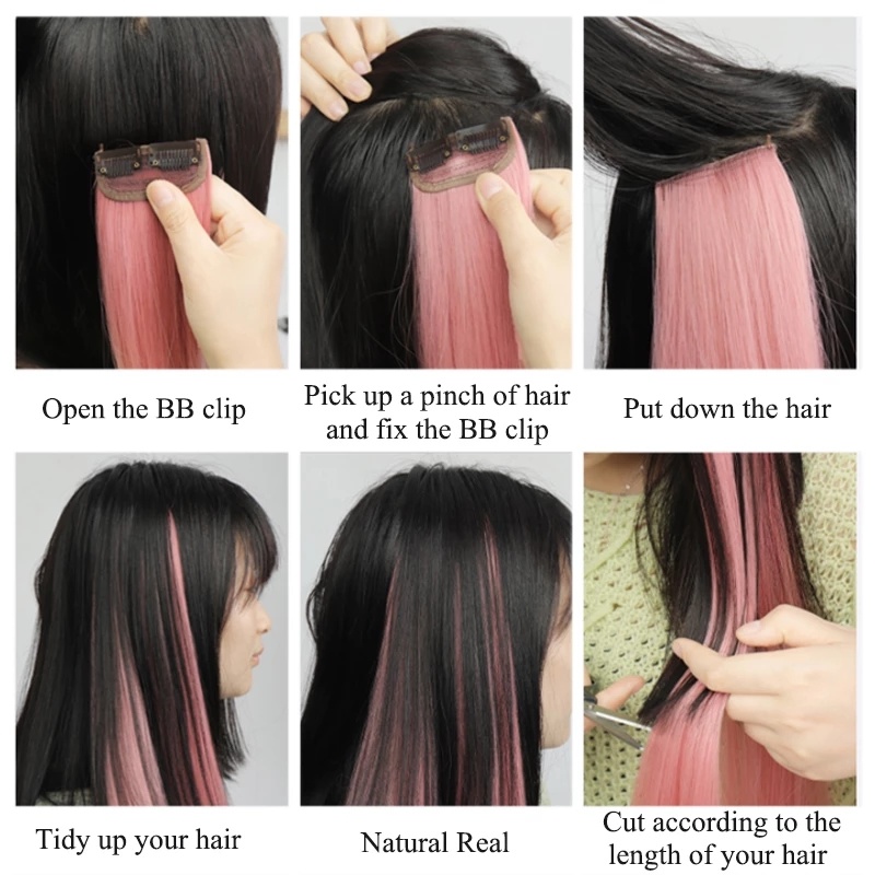 Kẹp tóc giả nữ dài thẳng màu ombre cá tính