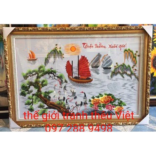 Tranh thêu Thuận buồm xuôi gió kt lòng tranh 60*90