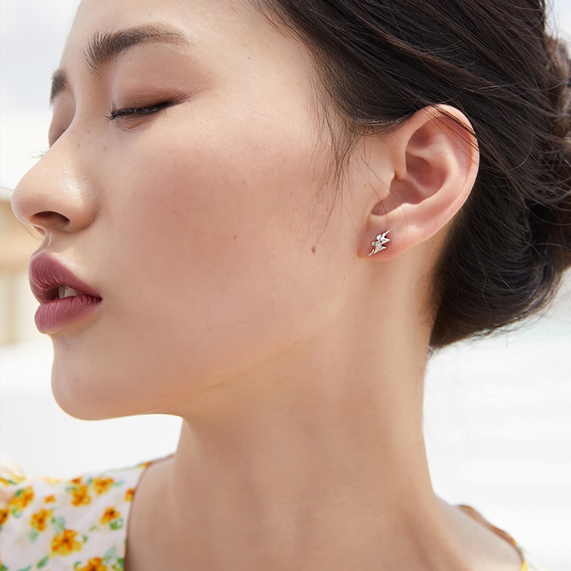 (1 mảnh) Khuyên tai BAMOER bằng bạc 925 đính đá giả thời trang cho nữ