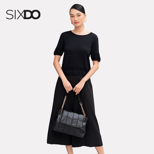 Áo len cộc tay phối ren SIXDO