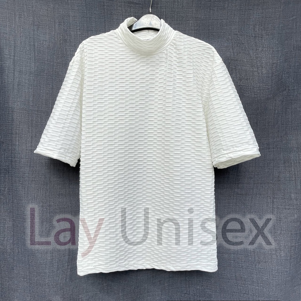 Áo thun tay lỡ cổ cao Squares Pattern Royalty