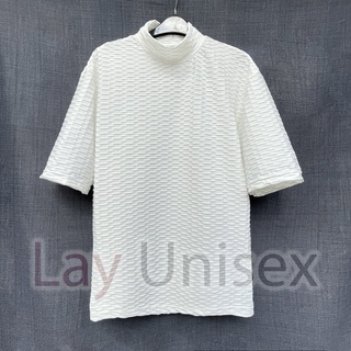Áo thun tay lỡ cổ cao Squares Pattern Royalty