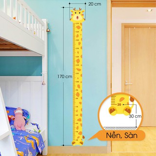 Decal dán tường hình con vật đo chiều cao bé