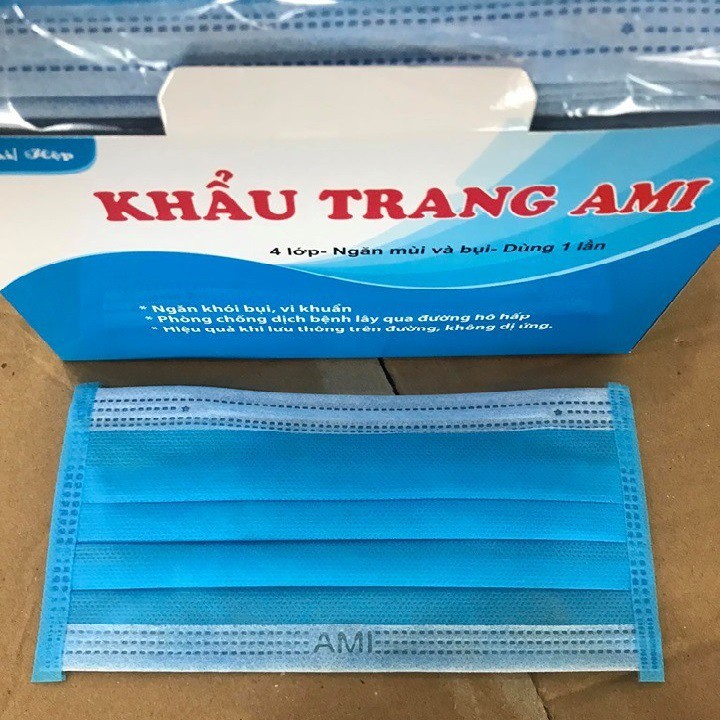 Khẩu trang kháng khuẩn 4 lớp AMI chuẩn hãng (Hộp 50 cái)