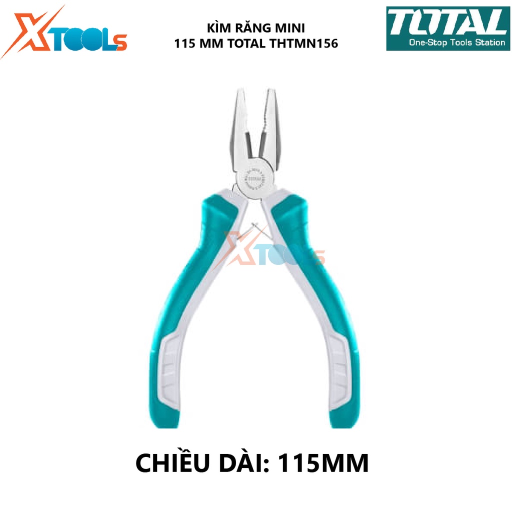 Kìm điện mini TOTAL THTMN156 | kềm răng Kích thước 4,5 &quot;/ 115mm, Đầu kềm được đánh bóng và chống gỉ, Tay cầm hai màu 120