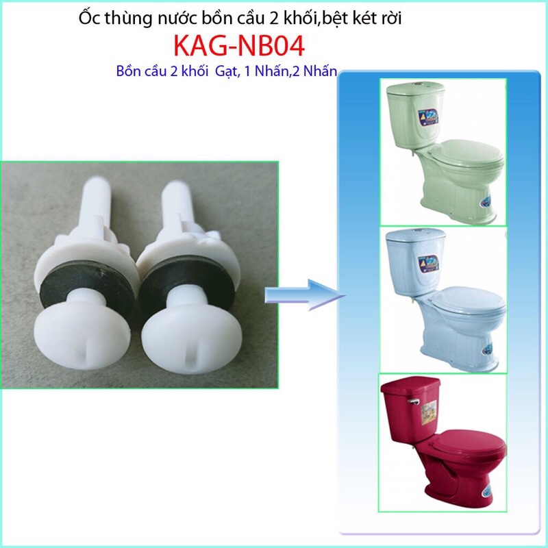 Bộ 2 Ốc két nước bồn cầu, ốc thùng nước bệt thay thế