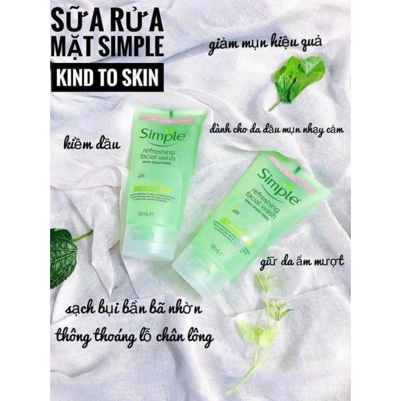 Sữa Rửa Mặt Simple Gel Kind To Skin Refreshing Facial Wash Gel 150ml | BigBuy360 - bigbuy360.vn