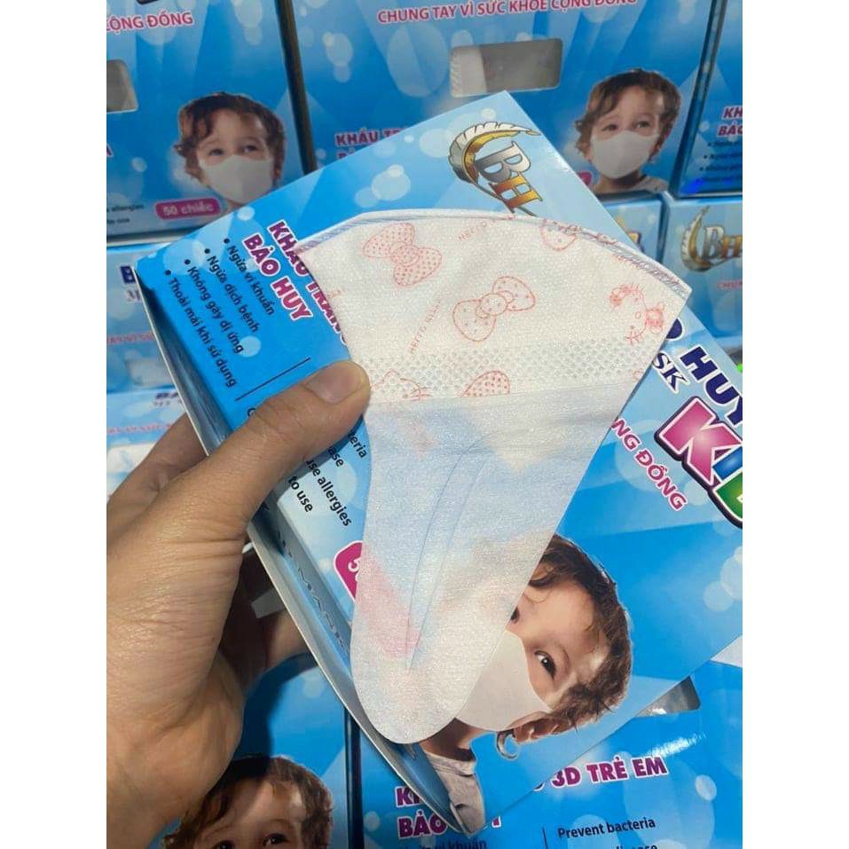 Khẩu trang 3D mask trẻ em Bảo Huy hộp 50 cái - Khẩu trang trẻ em cao cấp công nghệ Nhật Bản