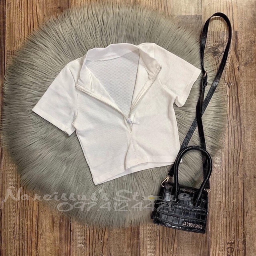 [Nhiều màu] ÁO CROPTOP DÂY KÉO TAY NGẮN CHẤT THUN BORIP DÀY DẶN co giãn tốt | BigBuy360 - bigbuy360.vn