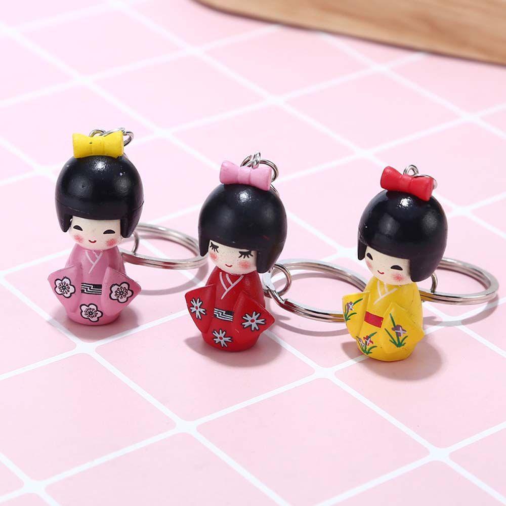 LANFY Móc Khóa Hình Con Rối Mặc Kimono Nhật Bản Bằng Nhựa Màu Sắc Ngẫu Nhiên Dễ Thương