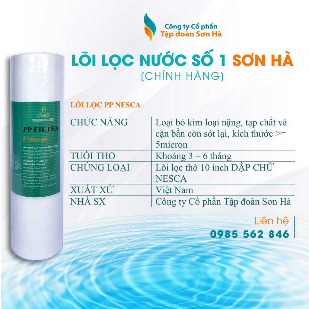 Bộ lõi lọc nước 123 Cty Sơn Hà - Chính Hãng - Lõi lọc nước