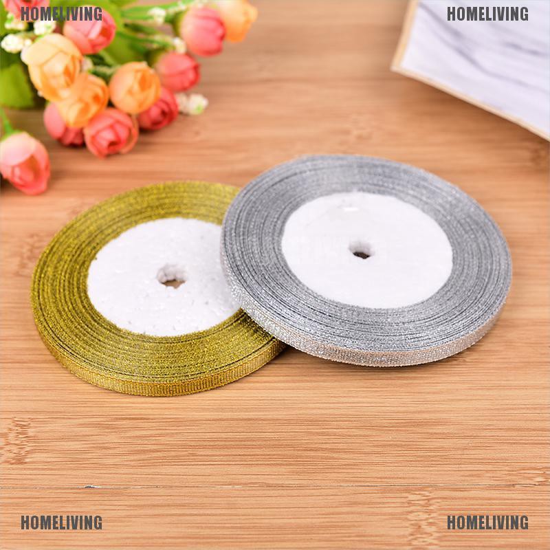 Cuộn Dây Ruy Băng Lụa Satin Màu Vàng / Bạc 25 Yards Dùng Trang Trí Giáng Sinh DIY