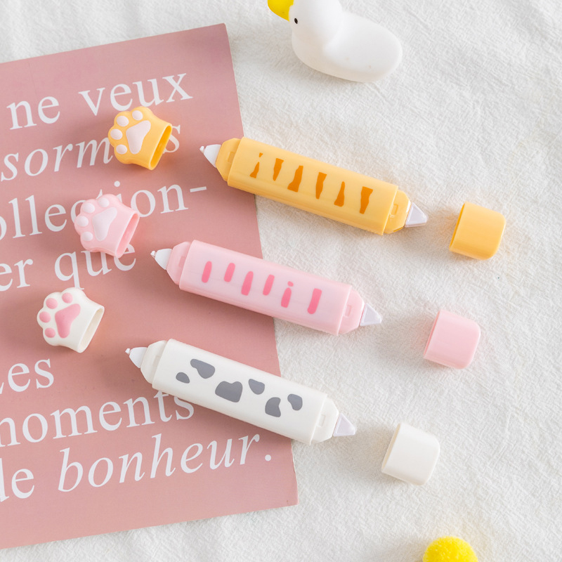 (Hàng Mới Về) Bút Xóa Kéo Hai Đầu Hình Dấu Chân Mèo Đáng Yêu