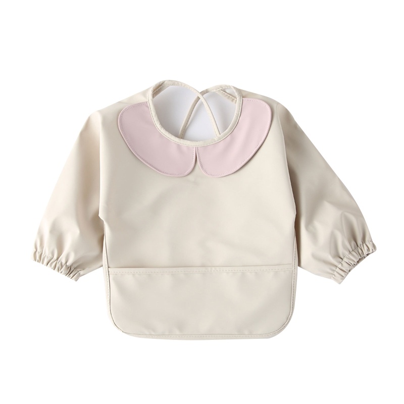 Yếm Ăn Tay Dài Chống Thấm Nước Có Túi Tiện Dụng Cho Bé Sơ Sinh