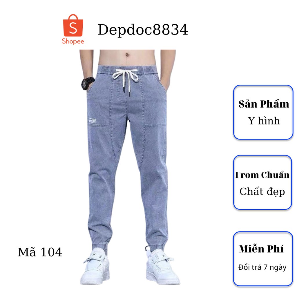 Quần jean jogger nam xám nhạt trơn không rách gối chất bò cao cấp co dãn 4 chiều cực đẹp, rin nam from chuẩn depdoc04 ®️