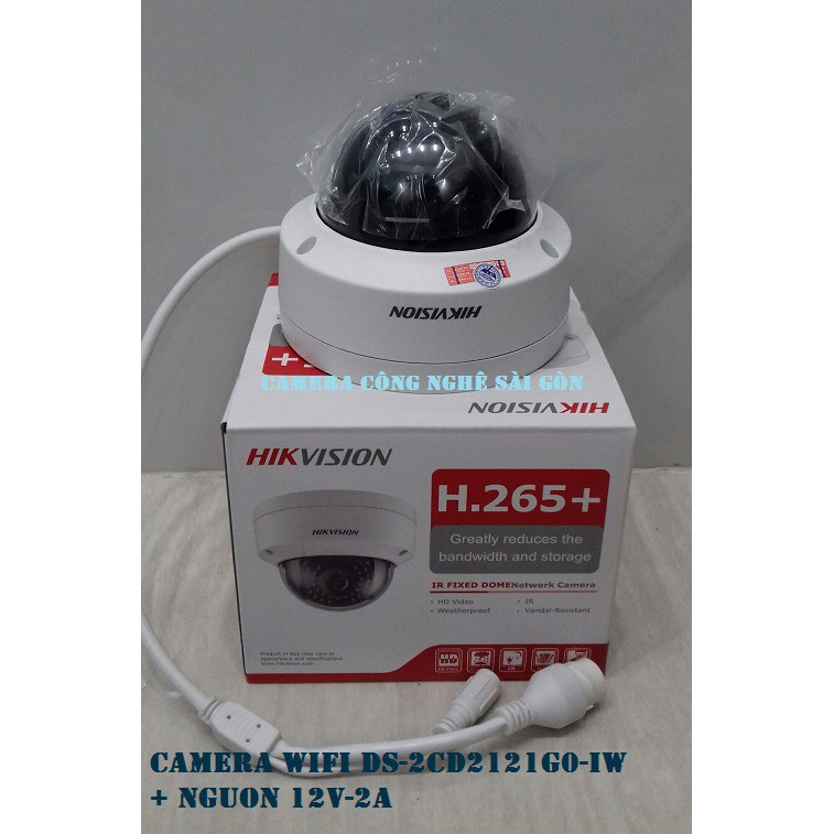 Camera IP Dome wifi+ nguồn 12v-2a, DS-2CD2121G0-IW