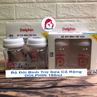 Bình Trữ Sữa ❣️ Bộ Đôi Bình Trữ Sữa Cổ Rộng 180ml DOLPHIN ❣️Hàng Công Ty không BPA an toàn cho bé yêu