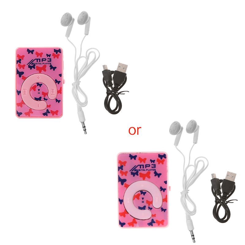 ❀CRE Mini Clip Dot Circle Pattern Music MP3 Player Support TF Card + Mini USB Cable Earphone