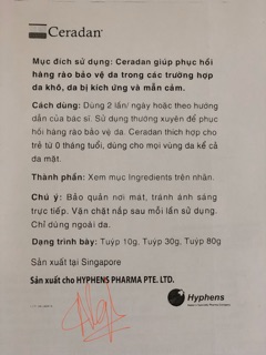 Kem dưỡng ẩm Ceradan Cream 80g