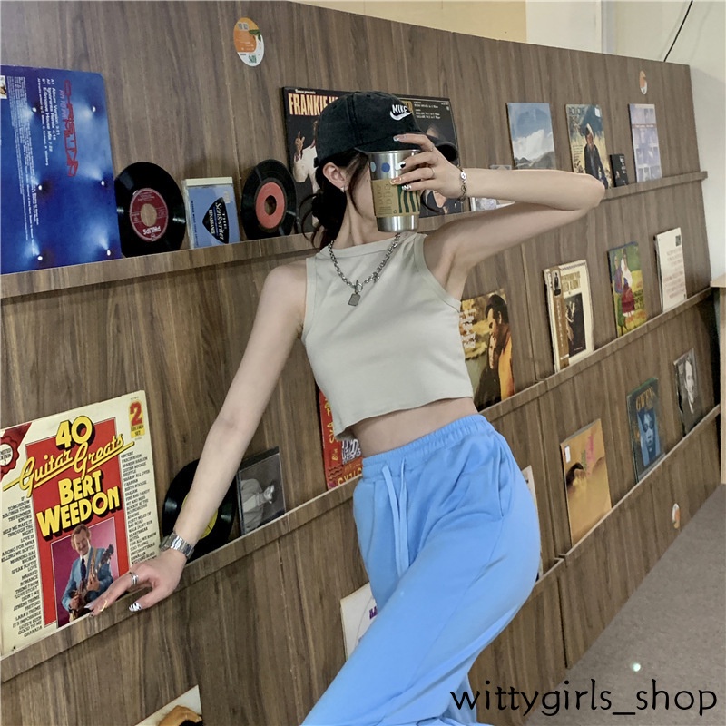 Wittygirls-áo Hai Dây Ôm Dáng Cổ Tròn Mùa Hè