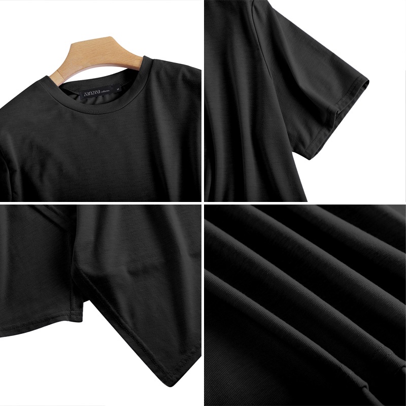 Áo thun ZANZEA tay ngắn xẻ tà thời trang dành cho nữ