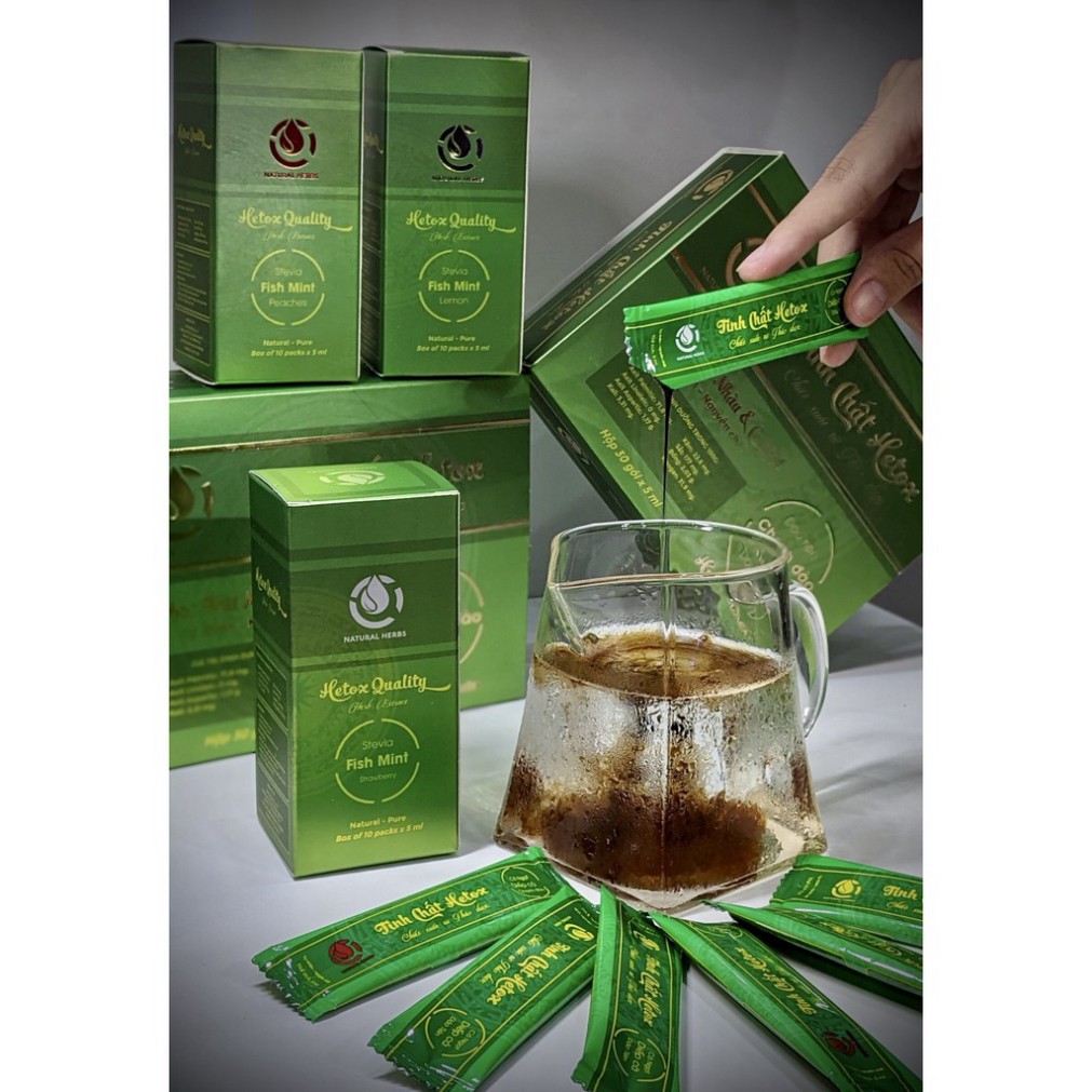 [Không đường] Tinh chất Diếp cá HETOX Mix Cỏ Ngọt, Đào tiên - 100% Diếp cá nguyên chất ...