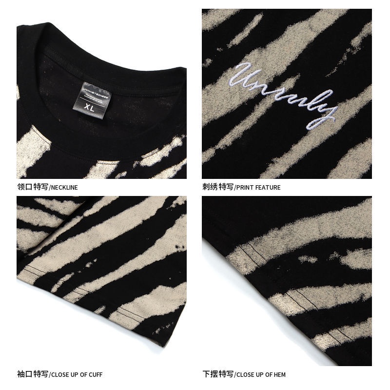 Bán Chạy!Áo Thun T-Shirt Tay Ngắn Cổ Tròn In Họa Tiết Ngựa Vằn Màu Nhuộm Phong Cách Đường Phố Mùa Hè Cho Nam Và Nữ