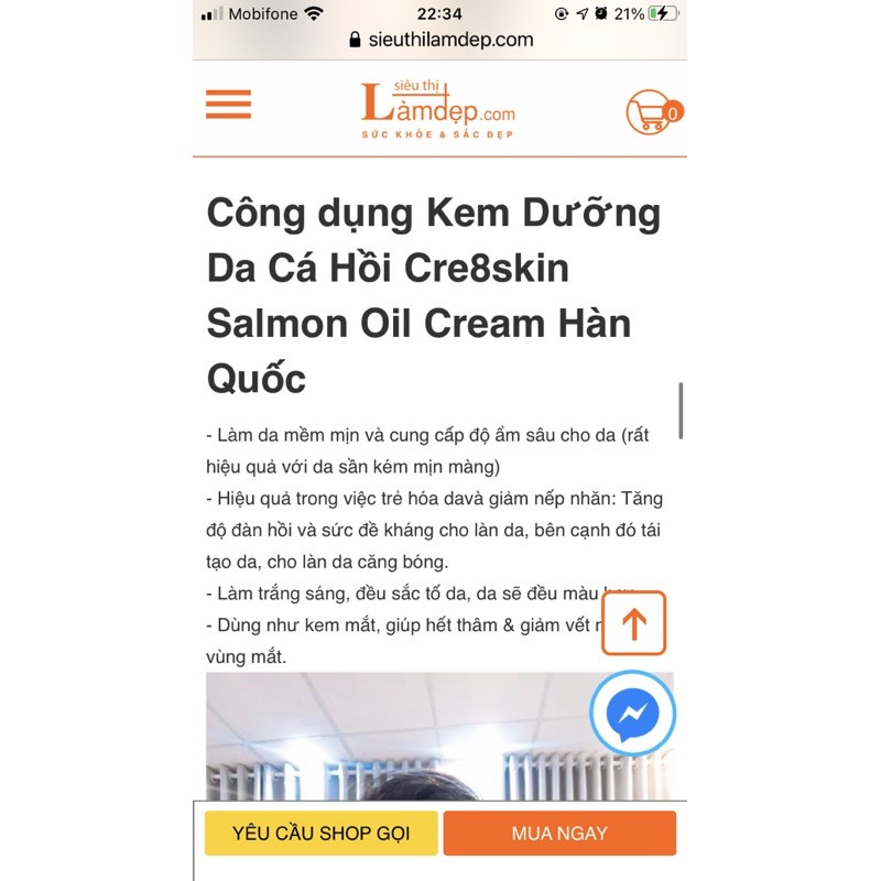 kem dưỡng da cá hồi cre8skin salmon oil cream