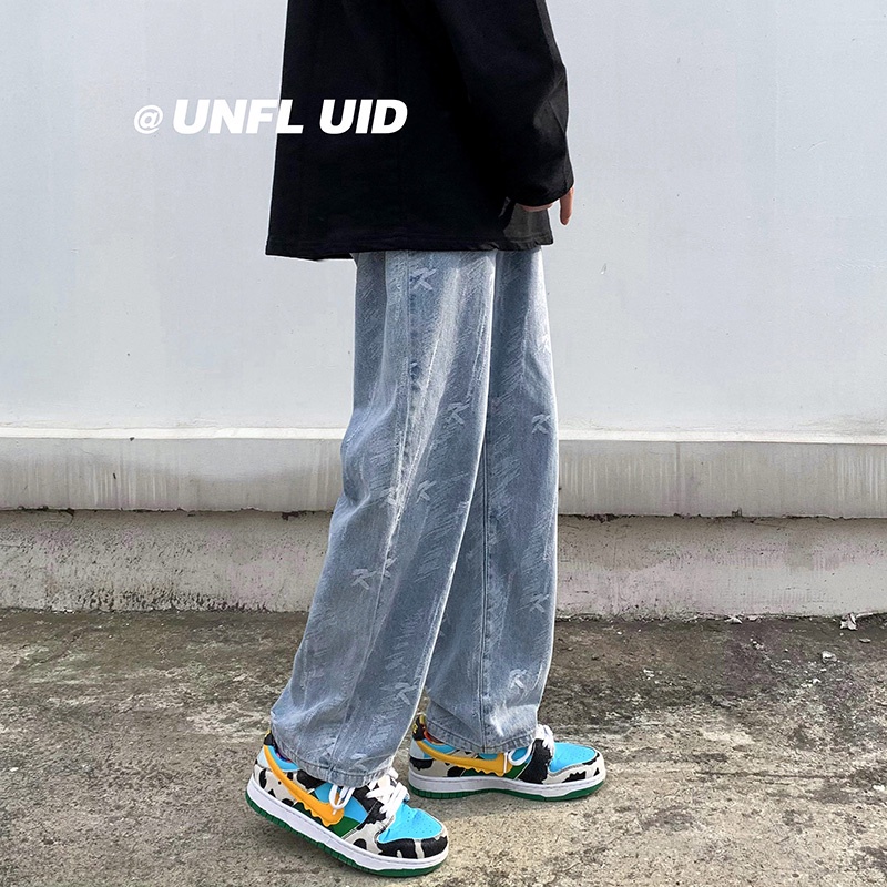 Quần Jean Dài Dáng Rộng Ống Suông In Họa Tiết Phong Cách Hiphop Mỹ Hàn Cá Tính Cho Bạn Nam | BigBuy360 - bigbuy360.vn