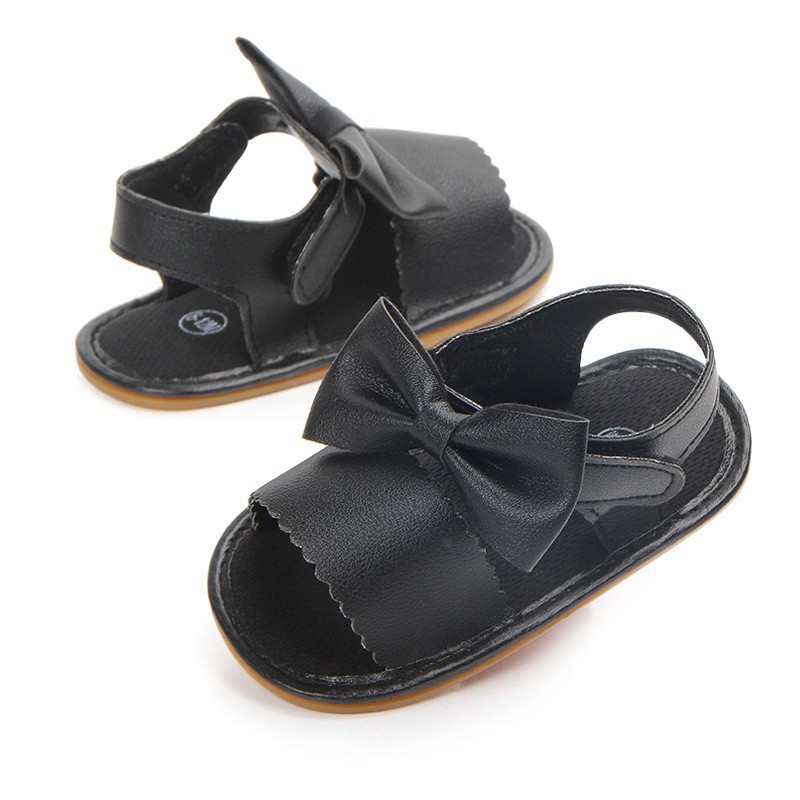 Giày sandal da PU êm chân, trang trí nơ xinh xắn cho bé gái