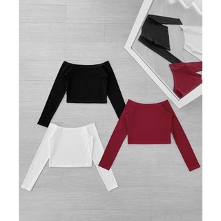 (có bán sỉ,ảnh thật,hoả tốc) 🍊ÁO_CROPTOP_BẸT_VAI_TAY_DÀI🥑