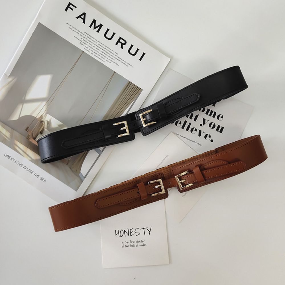 Thắt lưng co giãn màu sắc đơn giản có khóa kim loại cho nữ