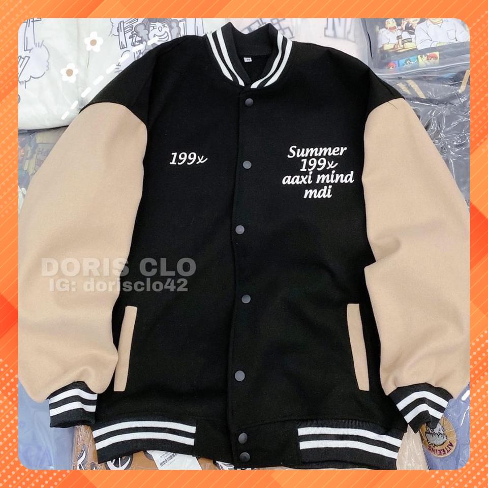 Áo khoác bomber nỉ 199X Unisex nam nữ form rộng freesize chất nỉ ngoại