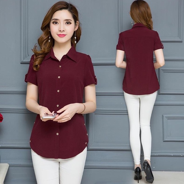 Áo sơmi cổ Đức tay ngắn